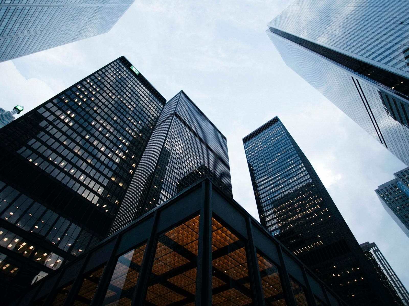 Modern commercial office building in a city business district